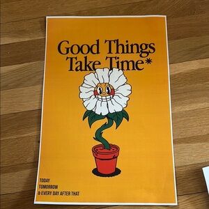 Motivational Art Print with Smiling Flower - Orange